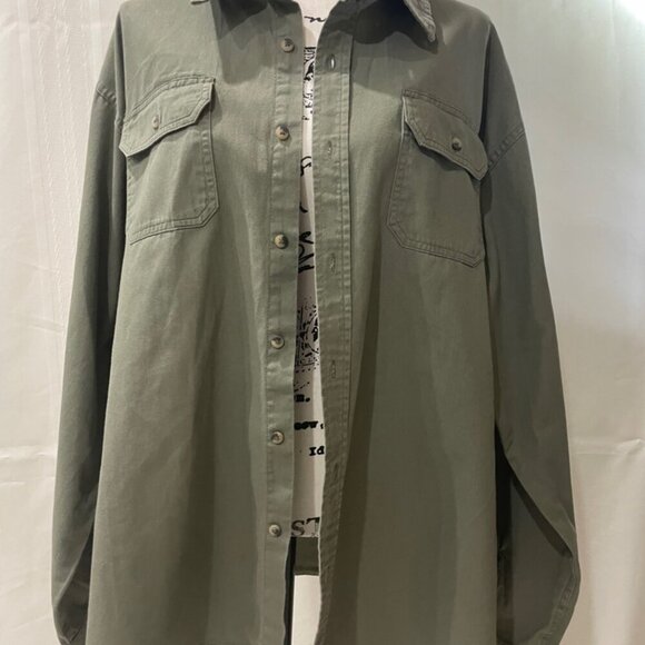 Wrangler Military Green premium quality Long sleeve Shirt size XXL - Picture 10 of 14